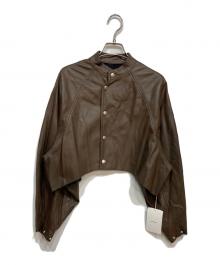 Ameri（アメリ）の古着「ROUND SHORT SYNTHETIC LEATHER JACKET」｜ブラウン