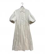 CLANEクラネ）の古着「WAIST DESIGN VOLUME ONEPIECE」｜ホワイト