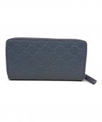 GUCCIグッチ）の古着「ラウンドファスナー財布」｜ブルー