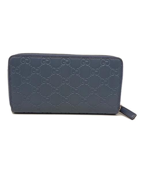 GUCCI（グッチ）GUCCI (グッチ) ラウンドファスナー財布 ブルーの古着・服飾アイテム