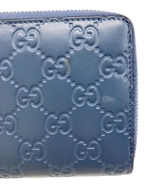 GUCCI（グッチ）GUCCI (グッチ) ラウンドファスナー財布 ブルーの古着・服飾アイテム