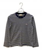 maison kitsuneメゾンキツネ）の古着「TRICOLOR FOX PATCH CLASSIC MARIN TEE-SHIRT」｜ホワイト×ネイビー
