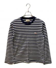 maison kitsune（メゾンキツネ）の古着「TRICOLOR FOX PATCH CLASSIC MARIN TEE-SHIRT」｜ホワイト×ネイビー