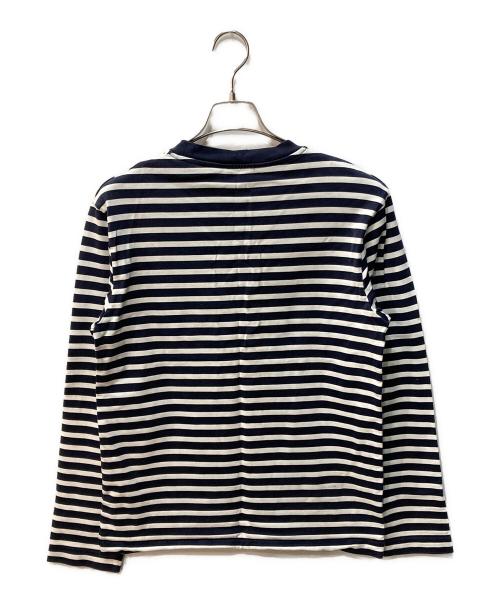 maison kitsune（メゾンキツネ）maison kitsune (メゾンキツネ) TRICOLOR FOX PATCH CLASSIC MARIN TEE-SHIRT ホワイト×ネイビー サイズ:Ｓの古着・服飾アイテム