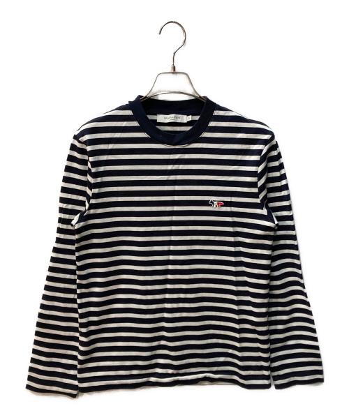 maison kitsune（メゾンキツネ）maison kitsune (メゾンキツネ) TRICOLOR FOX PATCH CLASSIC MARIN TEE-SHIRT ネイビー×ホワイト サイズ:XXSの古着・服飾アイテム