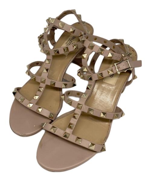 VALENTINO（ヴァレンティノ）VALENTINO (ヴァレンティノ) ロックスタッズストラップサンダル ピンク サイズ:361/2の古着・服飾アイテム