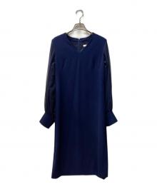 EPOCA（エポカ）の古着「バックサテンジョーゼット ワンピース」｜ネイビー