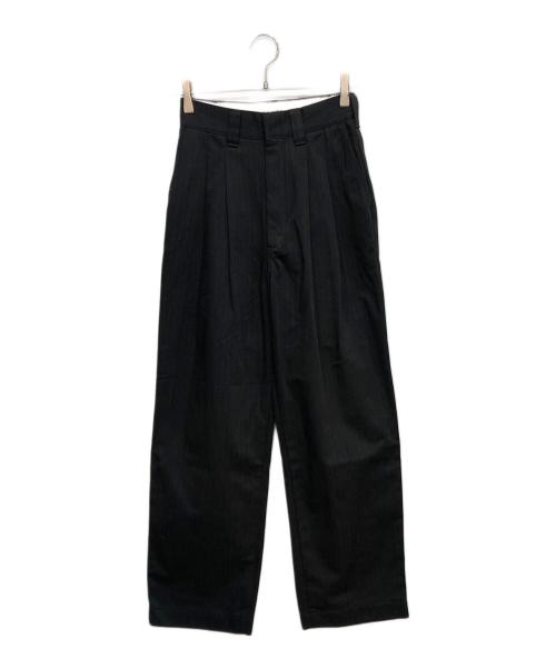 THE SHINZONE（ザ シンゾーン）THE SHINZONE (ザ シンゾーン) B-SHOP (ビショップ) 別注TOMBOY PANTS STRIPE ブラック サイズ:32の古着・服飾アイテム