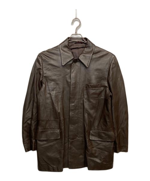 PAUL SMITH（ポールスミス）PAUL SMITH (ポールスミス) ラムレザーコート ブラウン サイズ:Lの古着・服飾アイテム