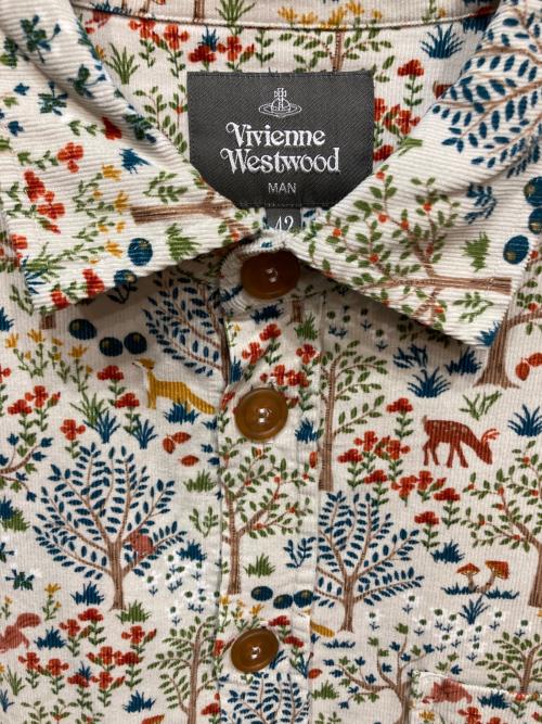Vivienne Westwood man（ヴィヴィアン ウェストウッド マン）Vivienne Westwood man (ヴィヴィアン ウェストウッド マン) ファンシープリント クラシックシャツ ベージュ サイズ:42の古着・服飾アイテム