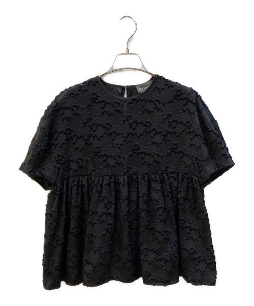 BALLSEY（ボールジィ）BALLSEY (ボールジィ) マーガレットカットジャカード ウエストギャザーブラウス ブラック サイズ:36の古着・服飾アイテム