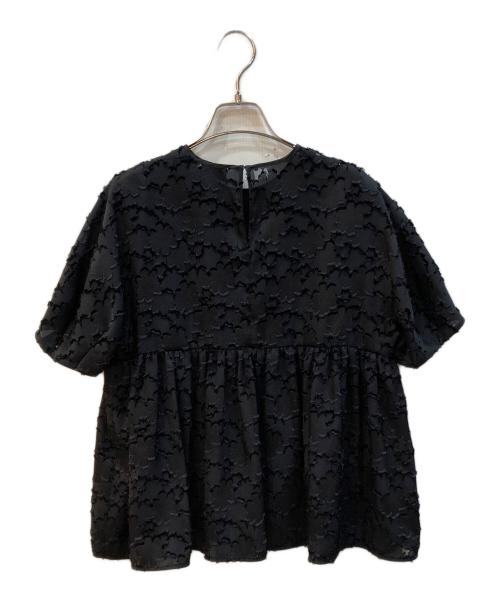 BALLSEY（ボールジィ）BALLSEY (ボールジィ) マーガレットカットジャカード ウエストギャザーブラウス ブラック サイズ:36の古着・服飾アイテム