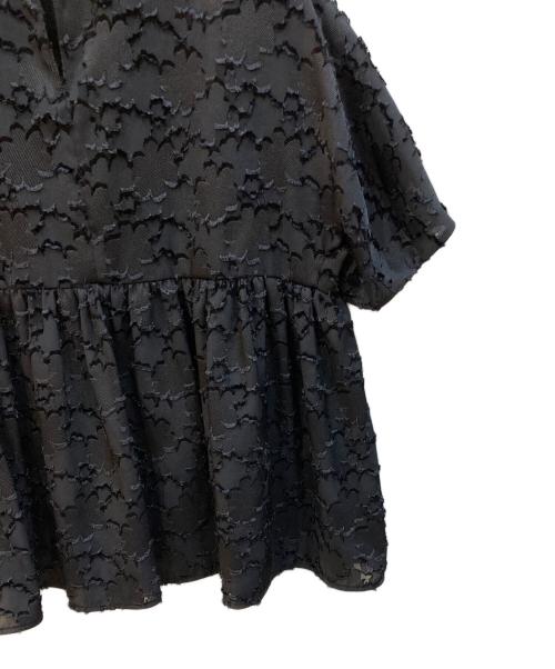 BALLSEY（ボールジィ）BALLSEY (ボールジィ) マーガレットカットジャカード ウエストギャザーブラウス ブラック サイズ:36の古着・服飾アイテム