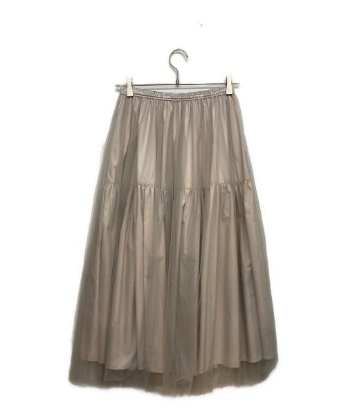 BALLSEY（ボールジィ）BALLSEY (ボールジィ) シフォンチュール ギャザーレイヤードスカート グレー サイズ:36の古着・服飾アイテム