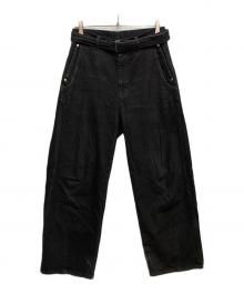 PUBLIC TOKYO×SHIOTA（パブリックトウキョウ×シオタ）の古着「ベルテッドデニムパンツ」｜ブラック
