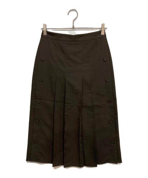 KUME（クメ）KUME (クメ) Wool Blend Side Button Skirt / ウールブレンドサイドボタンスカート ブラウン サイズ:Sの古着・服飾アイテム