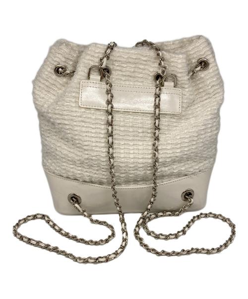 the Barnnet（ザ バーネット）the Barnnet (ザ バーネット) Tweed Drawstring Chain Backpack ホワイトの古着・服飾アイテム
