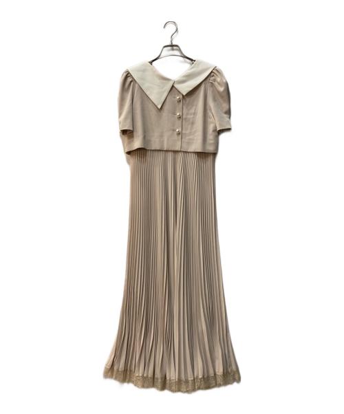 HER LIP TO（ハーリップトゥ）HER LIP TO (ハーリップトゥ) Butterfly Collar Pleated Dress ベージュ サイズ:Ｓの古着・服飾アイテム