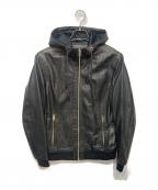 DIESELディーゼル）の古着「ラムレザーフーデットジャケット」｜ブラック