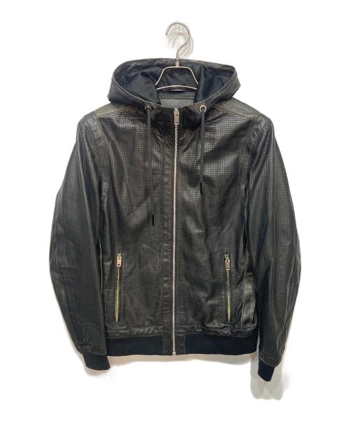 DIESEL（ディーゼル）DIESEL (ディーゼル) ラムレザーフーデットジャケット ブラック サイズ:Ｍの古着・服飾アイテム