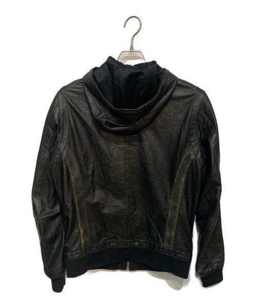 DIESEL（ディーゼル）DIESEL (ディーゼル) ラムレザーフーデットジャケット ブラック サイズ:Ｍの古着・服飾アイテム