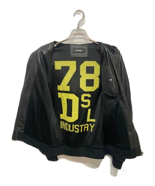 DIESEL（ディーゼル）DIESEL (ディーゼル) ラムレザーフーデットジャケット ブラック サイズ:Ｍの古着・服飾アイテム