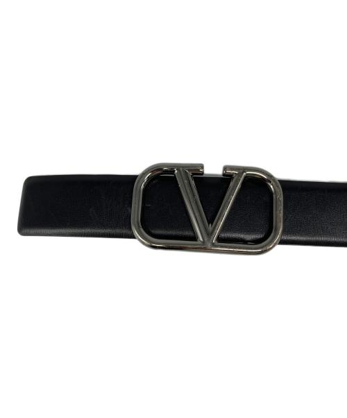 VALENTINO GARAVANI（ヴァレンティノ・ガラヴァーニ）VALENTINO GARAVANI (ヴァレンティノ・ガラヴァーニ) Vロゴバックル レザーベルト ブラックの古着・服飾アイテム