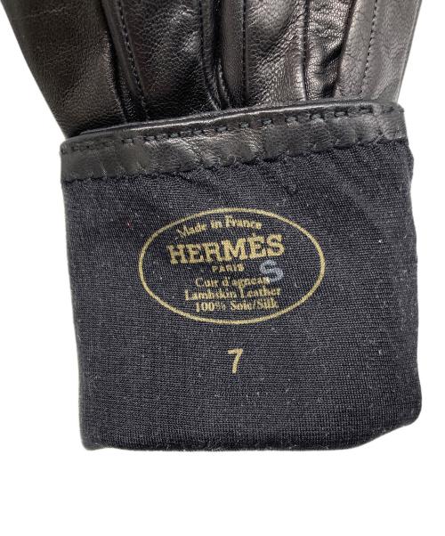 HERMES（エルメス）HERMES (エルメス) ケリー装飾レザーグローブ ブラックの古着・服飾アイテム
