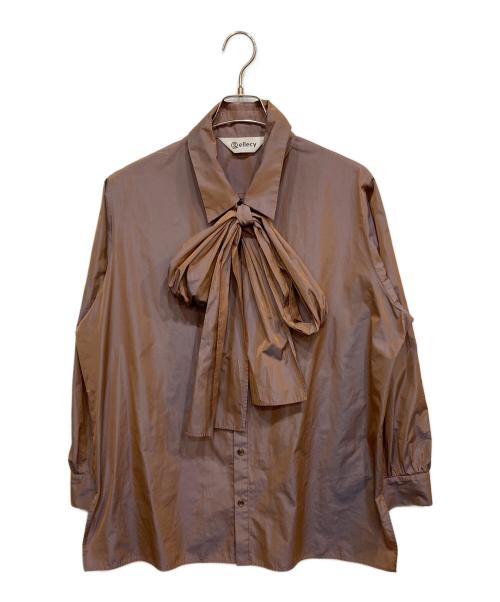 &ellecy（アンドエルシー）&ellecy (アンドエルシー) 光沢加工ボウタイシャツ ブラウン サイズ:Mの古着・服飾アイテム