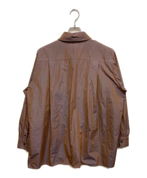 &ellecy（アンドエルシー）&ellecy (アンドエルシー) 光沢加工ボウタイシャツ ブラウン サイズ:Mの古着・服飾アイテム