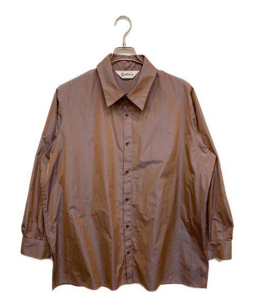 &ellecy（アンドエルシー）&ellecy (アンドエルシー) 光沢加工ボウタイシャツ ブラウン サイズ:Mの古着・服飾アイテム