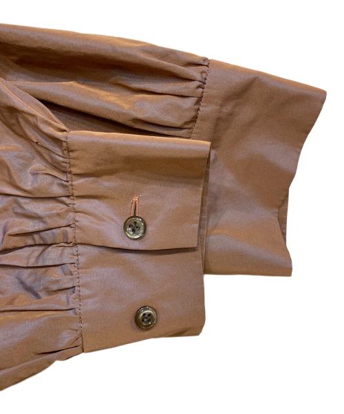 &ellecy（アンドエルシー）&ellecy (アンドエルシー) 光沢加工ボウタイシャツ ブラウン サイズ:Mの古着・服飾アイテム