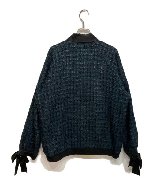 &ellecy（アンドエルシー）&ellecy (アンドエルシー) ボウタイツイードブルゾン ブラック×グリーン サイズ:Ｍの古着・服飾アイテム