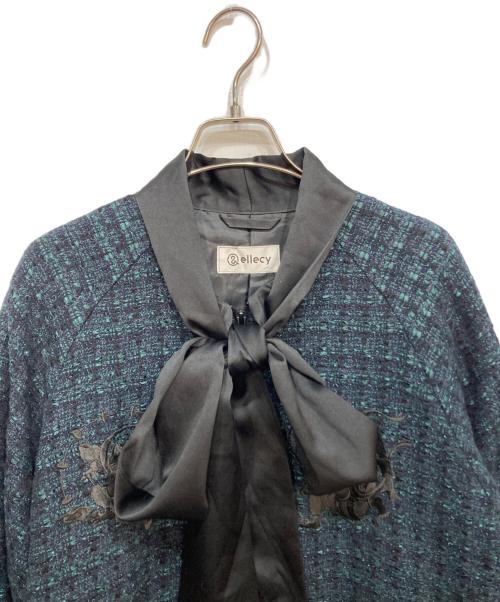 &ellecy（アンドエルシー）&ellecy (アンドエルシー) ボウタイツイードブルゾン ブラック×グリーン サイズ:Ｍの古着・服飾アイテム