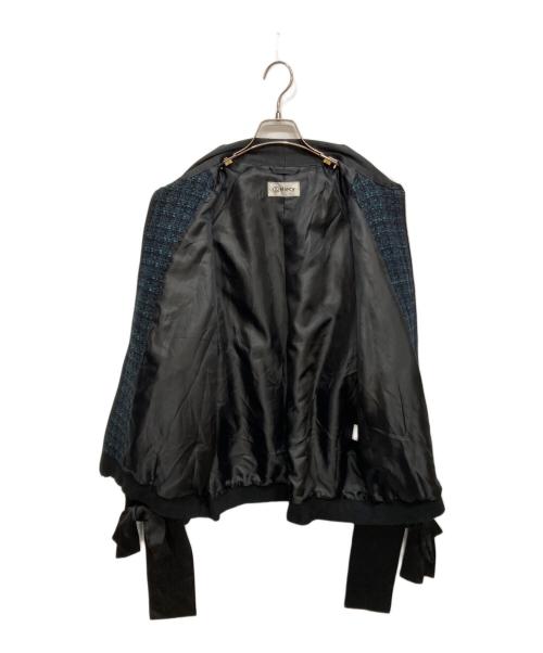 &ellecy（アンドエルシー）&ellecy (アンドエルシー) ボウタイツイードブルゾン ブラック×グリーン サイズ:Ｍの古着・服飾アイテム