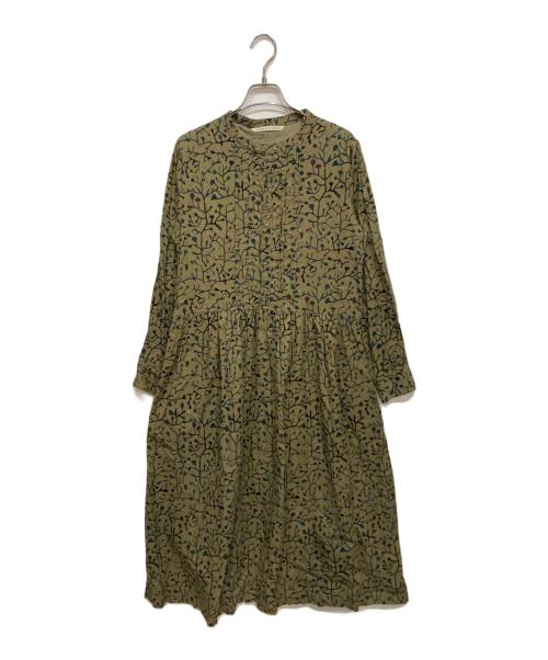 GRANDMA MAMA DAUGHTER（グランマママドーター）GRANDMA MAMA DAUGHTER (グランマママドーター) TSUTAKUSAダブルネックワンピース ブラウン サイズ:Sの古着・服飾アイテム