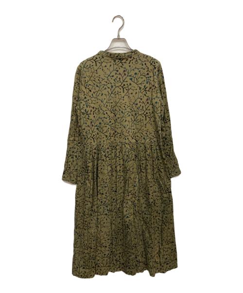 GRANDMA MAMA DAUGHTER（グランマママドーター）GRANDMA MAMA DAUGHTER (グランマママドーター) TSUTAKUSAダブルネックワンピース ブラウン サイズ:Sの古着・服飾アイテム