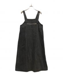 DANTON（ダントン）の古着「OVERALLS SKIRT オーバーオールスカート」｜ブラック