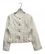 ANAYIアナイ）の古着「ストレッチデニムノーカラー ジャケット」｜ホワイト