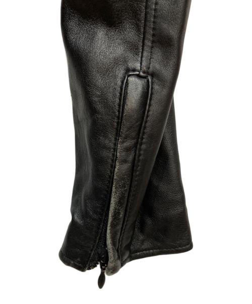 KATHARINE HAMNETT（キャサリンハムネット）KATHARINE HAMNETT (キャサリンハムネット) レザーブルゾン ブラック サイズ:Lの古着・服飾アイテム