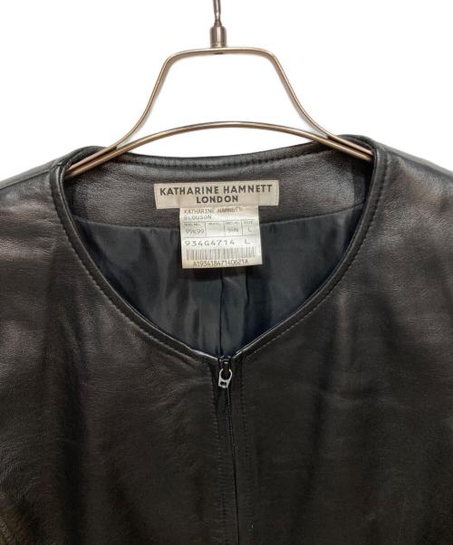 KATHARINE HAMNETT（キャサリンハムネット）KATHARINE HAMNETT (キャサリンハムネット) レザーブルゾン ブラック サイズ:Lの古着・服飾アイテム