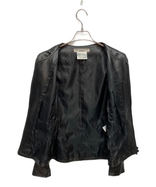 KATHARINE HAMNETT（キャサリンハムネット）KATHARINE HAMNETT (キャサリンハムネット) レザーブルゾン ブラック サイズ:Lの古着・服飾アイテム
