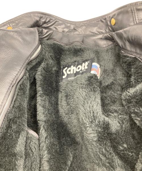 Schott（ショット）Schott (ショット) ボアライナー付 レザーシングルライダース ジャケット ブラック サイズ:36の古着・服飾アイテム