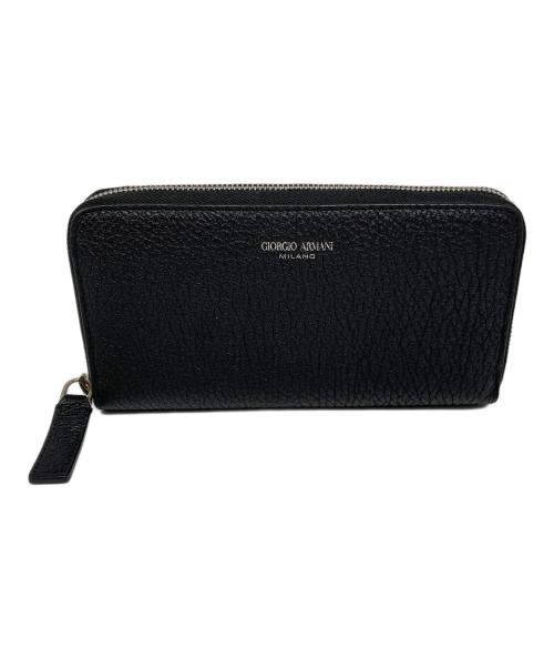 GIORGIO ARMANI（ジョルジョアルマーニ）GIORGIO ARMANI (ジョルジョアルマーニ) ラウンドジップウォレット ブラックの古着・服飾アイテム