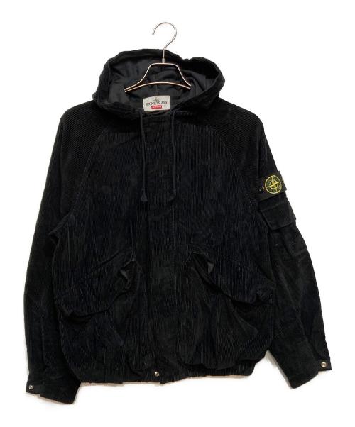 STONE ISLAND（ストーンアイランド）STONE ISLAND (ストーンアイランド) SUPREME (シュプリーム) コーデュロイ ジップアップジャケット Corduroy Jacket ブラック サイズ:Sの古着・服飾アイテム