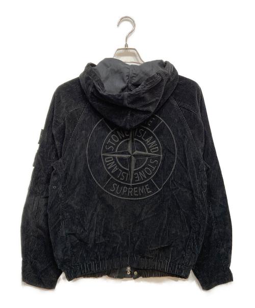 STONE ISLAND（ストーンアイランド）STONE ISLAND (ストーンアイランド) SUPREME (シュプリーム) コーデュロイ ジップアップジャケット Corduroy Jacket ブラック サイズ:Sの古着・服飾アイテム