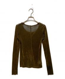 CLANE（クラネ）の古着「TULLE FLOCKY LADY TOPS/チュールフロッキーレディトップス」｜オリーブ