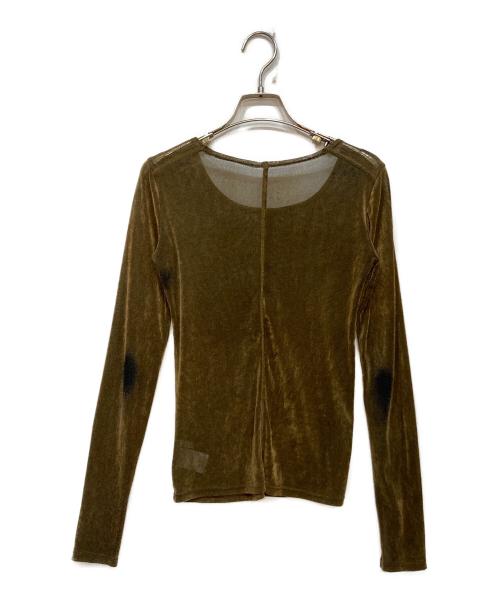 CLANE（クラネ）CLANE (クラネ) TULLE FLOCKY LADY TOPS/チュールフロッキーレディトップス オリーブ サイズ:1の古着・服飾アイテム