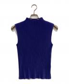 PLEATS PLEASEプリーツプリーズ）の古着「プリーツノースリーブカットソー」｜ブルー