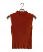 PLEATS PLEASEプリーツプリーズ）の古着「プリーツノースリーブカットソー」｜オレンジ
